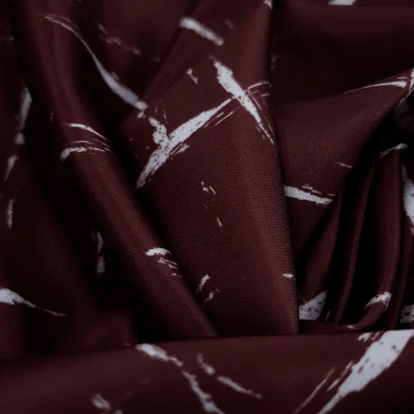 PRINTED DUCHESS SATIN BLOCK MAROON