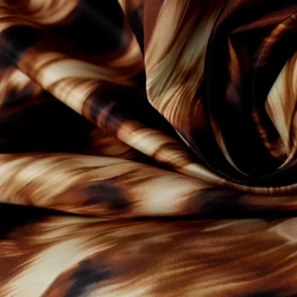 PRINTED DUCHESS SATIN FLAMES BROWN