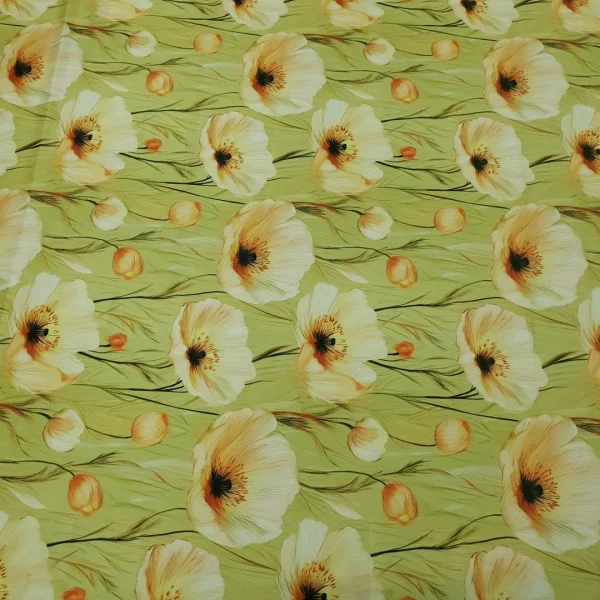 PRINTED DUCHESS SATIN FLORAL CANVAS LIME
