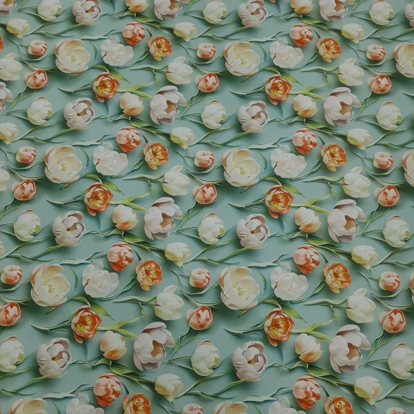 DUTCHESS SATIN PRINTED TULIP2 SAGE