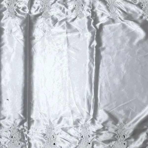 SATIN BORDER CORD WITH BEAD WHITE
