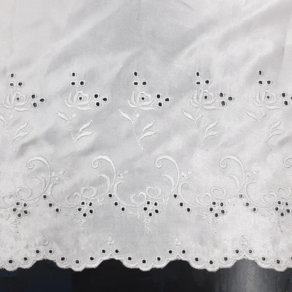 SATIN BORDER EMBROIDERY WHITE SMALL FLORAL
