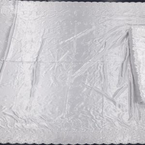 SATIN BORDER EMBROIDERY WHITE TULIP