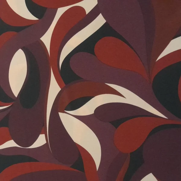 SATIN BUBBLE PRINTED ABSTRACT RED