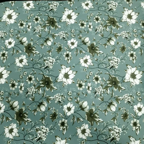SATIN DULL PRINTED FLORAL SAGE