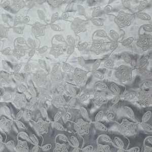 SATIN EMBROIDED WITH RIBBON WHITE