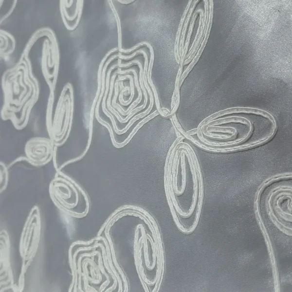 SATIN EMBROIDED WITH RIBBON WHITE