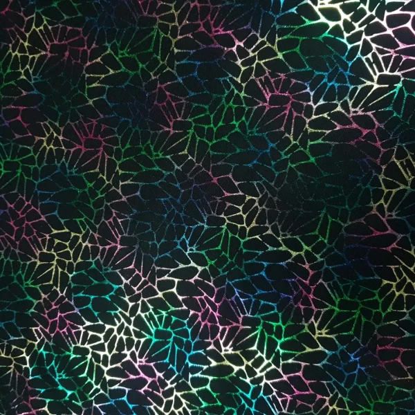 FOILED SATIN  CRACKS  MULTI  BLACK