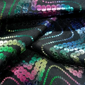 SATIN  FOILED SATIN  MULTI BLACK