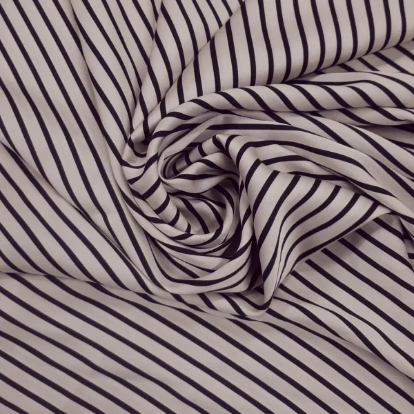 PRINTED SATIN SMALL STRIPE(P456) IVORY BLACK