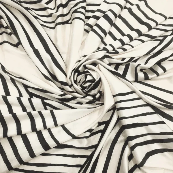 SATIN PRINTED TOTEME STRIPE CREAM