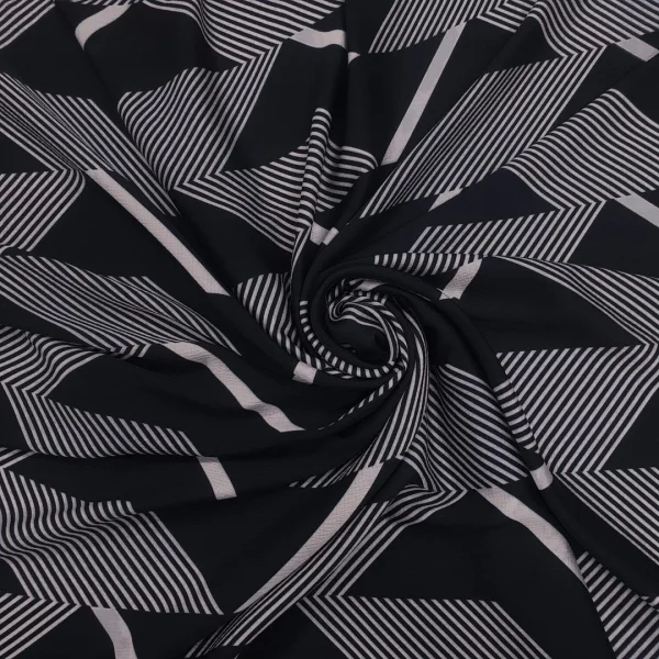 PRINTED BUBBLE SATIN ZIGZAG BLACK