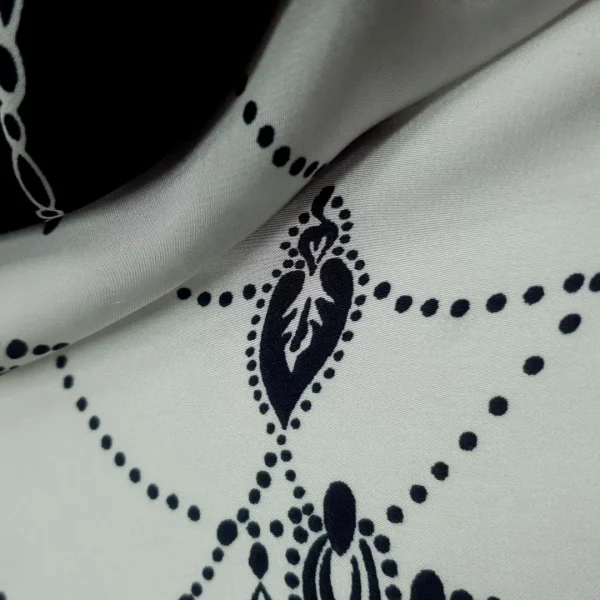 SATIN CHIFFON BLACK AND WHITE BORDER