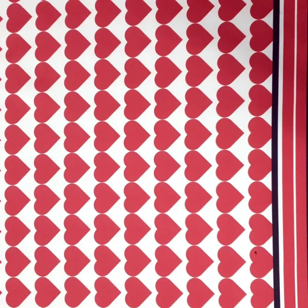 SATIN PTD CHIFFON -HEART RED