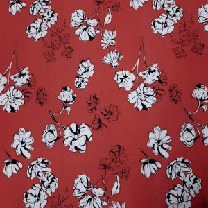 PRINTED COTTON SATEEN SPANDEX FLORAL WATERMELON