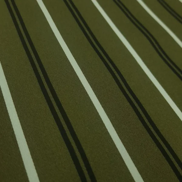 SAT(PSPN) SATEEN PRINTED STRIPED OLIVE AND BLACK