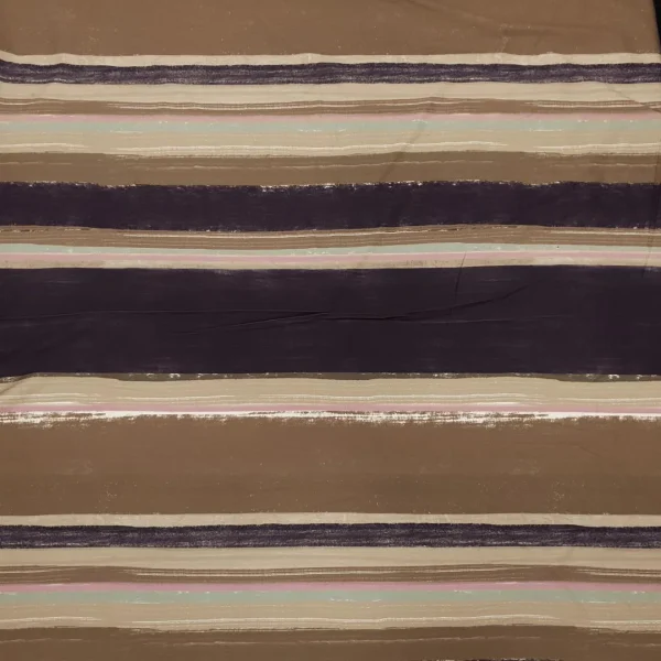 PRINTED COTTON SATEEN SPANDEX STRIPE CRAFT BROWN