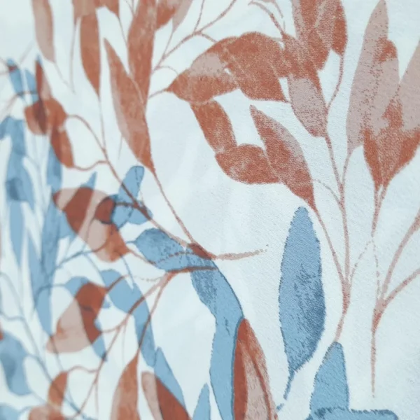 SATIN BACKED PRINTED LEAF WHITE