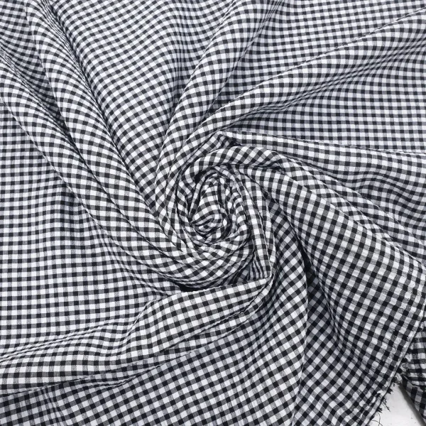 SHIRTING CRUSHED SEERSUCKER GINGHAN BLACK n WHITE
