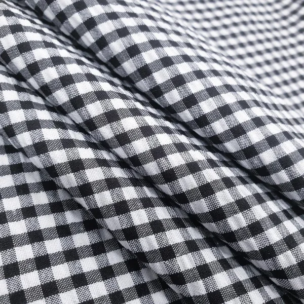 SHIRTING CRUSHED SEERSUCKER GINGHAN BLACK n WHITE