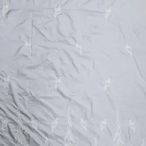 SILK FAUX SILK BORDER EMBROIDERY MILKY WHITE TULIP DESIGN