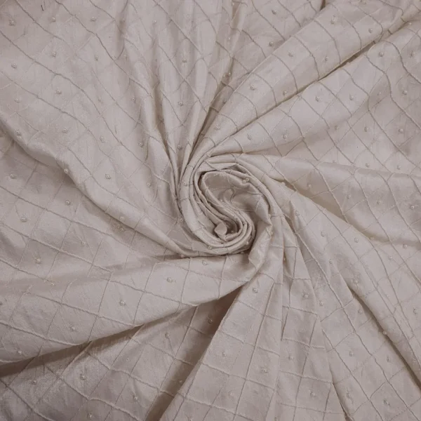 100% PURE RAW SILK DRY CLEAN ONLY BEADED PIN TUCK IVORY