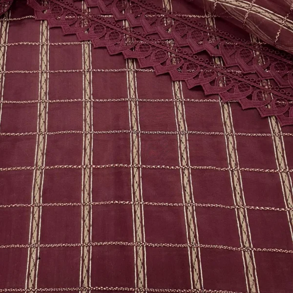 SILK ORGANZA ----DRY CLEAN ONLY----EMBOSSED LUREX MAROON
