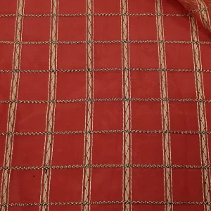 SILK ORGANZA ----DRY CLEAN ONLY----EMBOSSED LUREX RED