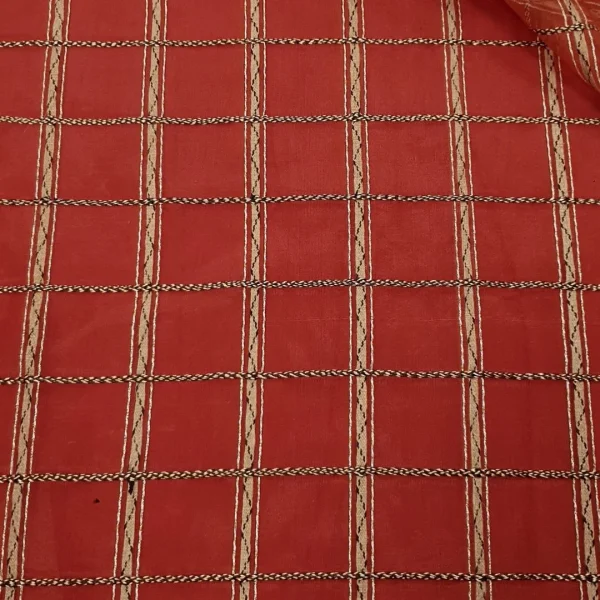 SILK ORGANZA ----DRY CLEAN ONLY----EMBOSSED LUREX RED