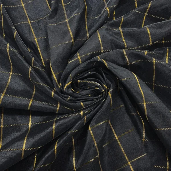 SLKO-CHK.B-1-1.webp SILK ORGANZA ----DRY CLEAN ONLY----CHECK EMBELLISHMENT BLACK