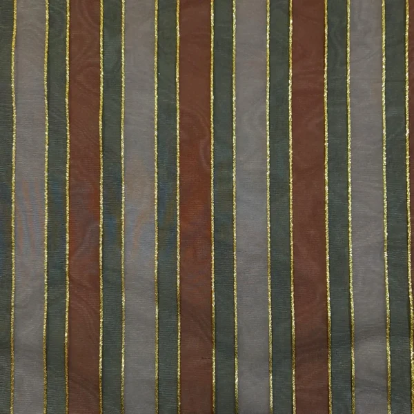 SILK ORGANZA STRIPE BRN MAUV