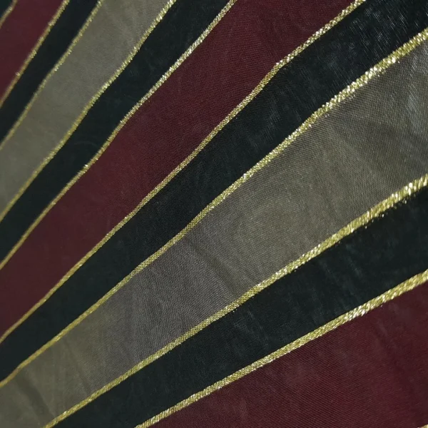 SILK ORGANZA STRIPE MAROON AND TAUPE