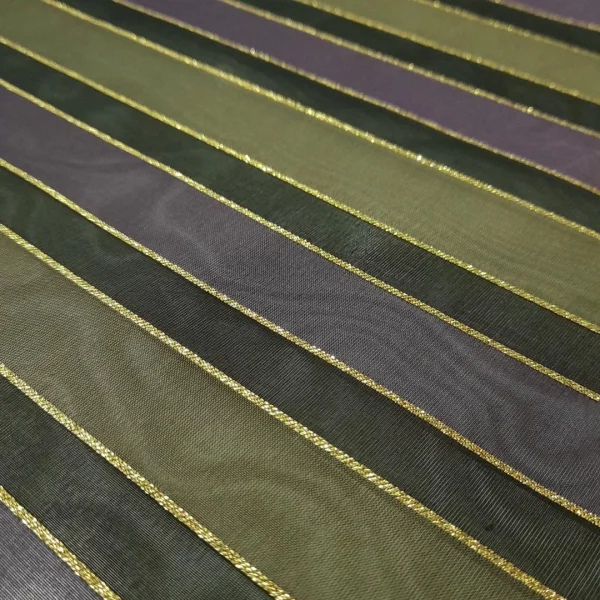 SILK ORGANZA STRIPE PURPLE AND GREY