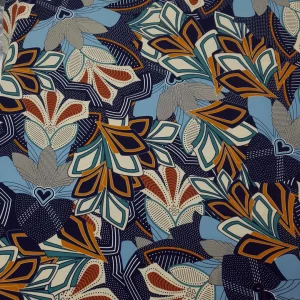 SUPER SOFT PRINTED ABSTRACT FLORAL NAVY