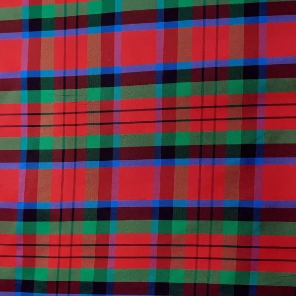 TWO TONE  TAFETTA  SCOTTISH CHECK RED    GREEN