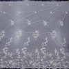 TULLE BRIDAL BORDER CORDED WITH BEAD DETAIL 1 ?SMALL FLORAL? WHITE