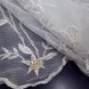 TULLE BRIDAL BORDER CORDED WITH BEAD DETAIL 1 ?SMALL FLORAL? WHITE