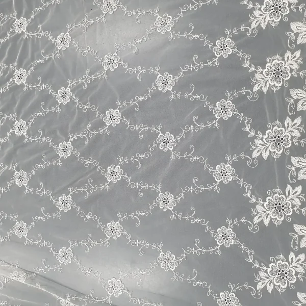 TULLE BORDER-ROSE(5) MILK  AON