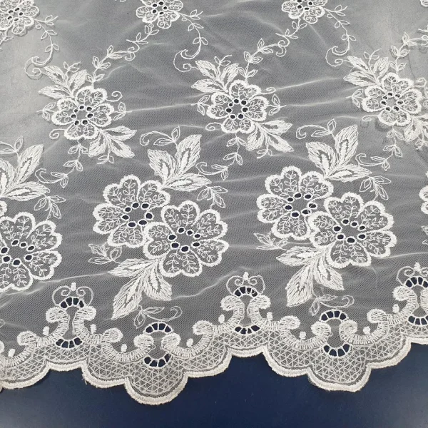 TULLE BORDER-ROSE(5) MILK  AON