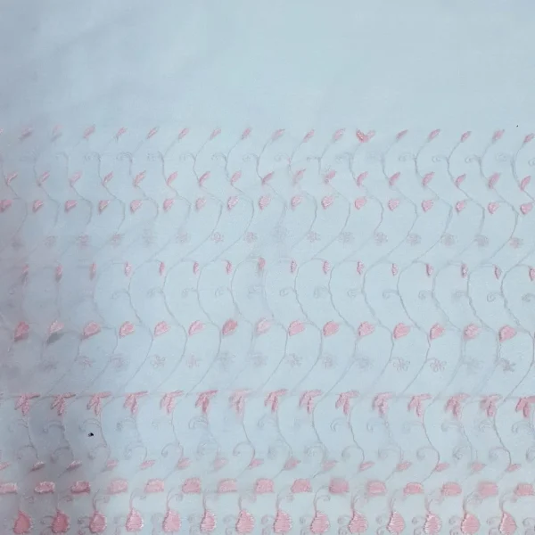 TULLE BORDER EMBROIDERY PINK HEARTS