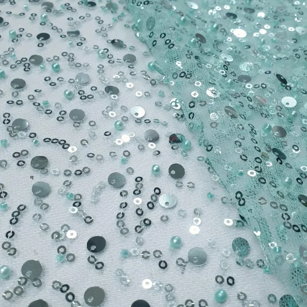 TULLE BEADED AND FULL SEQUINS MINT