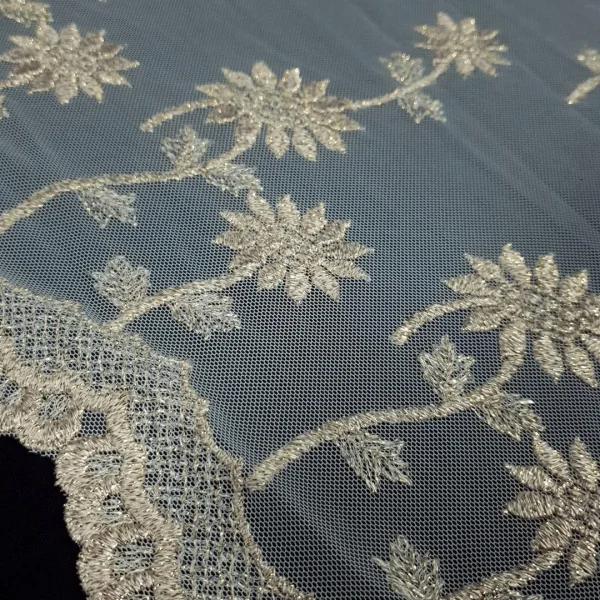 TULLE CORD BORDER METALLIC 2T IVORY