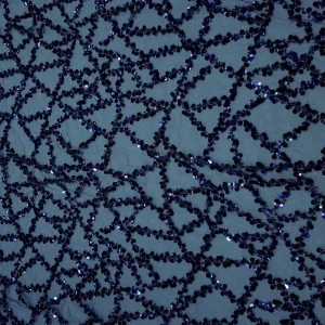 TULLE BEADS+SEQ ABSTRACT(AW-102) NAVY