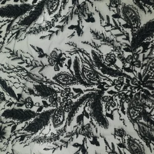 TULEBSQ-FTH.BLK-1-2.webp TULLE EMBORIDERY BEADS AND SEQUINS S FEATHER BLACK