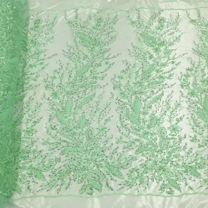 TULEBSQ-FTH.MNT-1-2.webp TULLE EMBORIDERY BEADS AND SEQUINS S FEATHER MINT