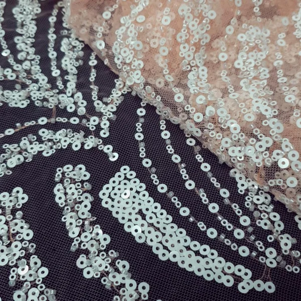 EMBROIDERED TULLE WITH BEADS and  SEQUENCE DETAIL  BIG FLORAL