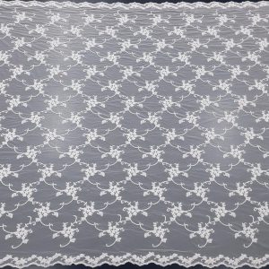 CORDED BEADED LACE TULE WHITE
