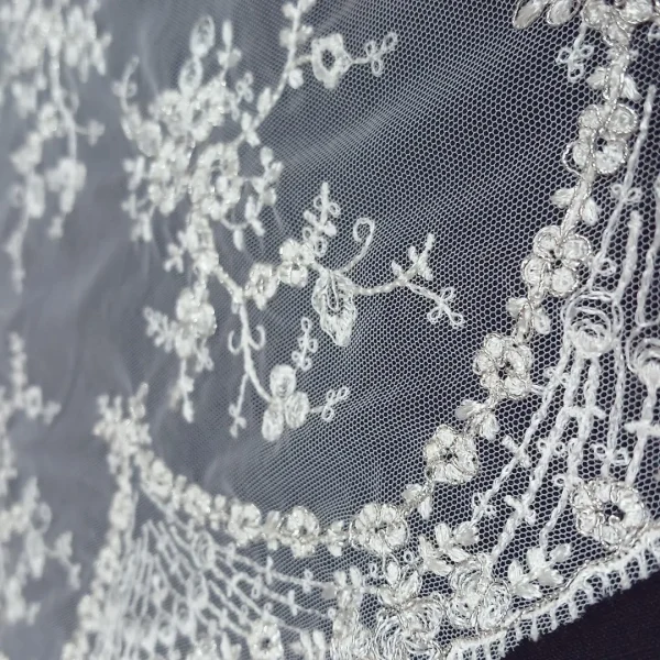 TULLE CORDED LUREX SFLO IVORY