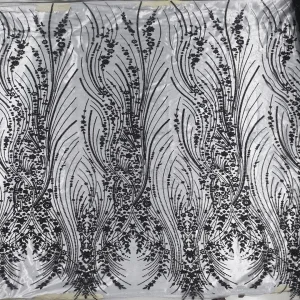 TULLE WITH METALLIC FLORAL BLACK
