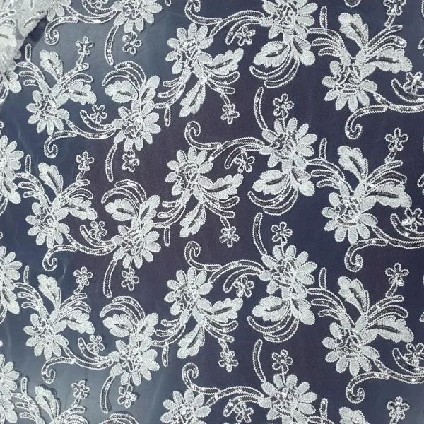 TULLE CORDED AND SEQUINS DAISY-FLO WHITE